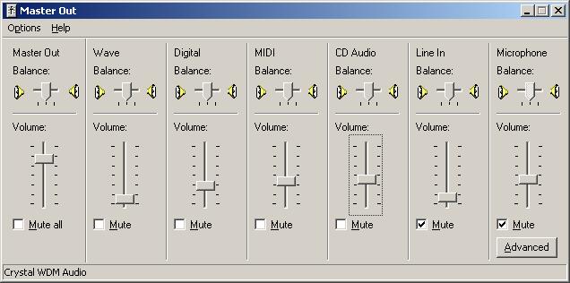 Change from the Playback mixer to the Recording mixer.